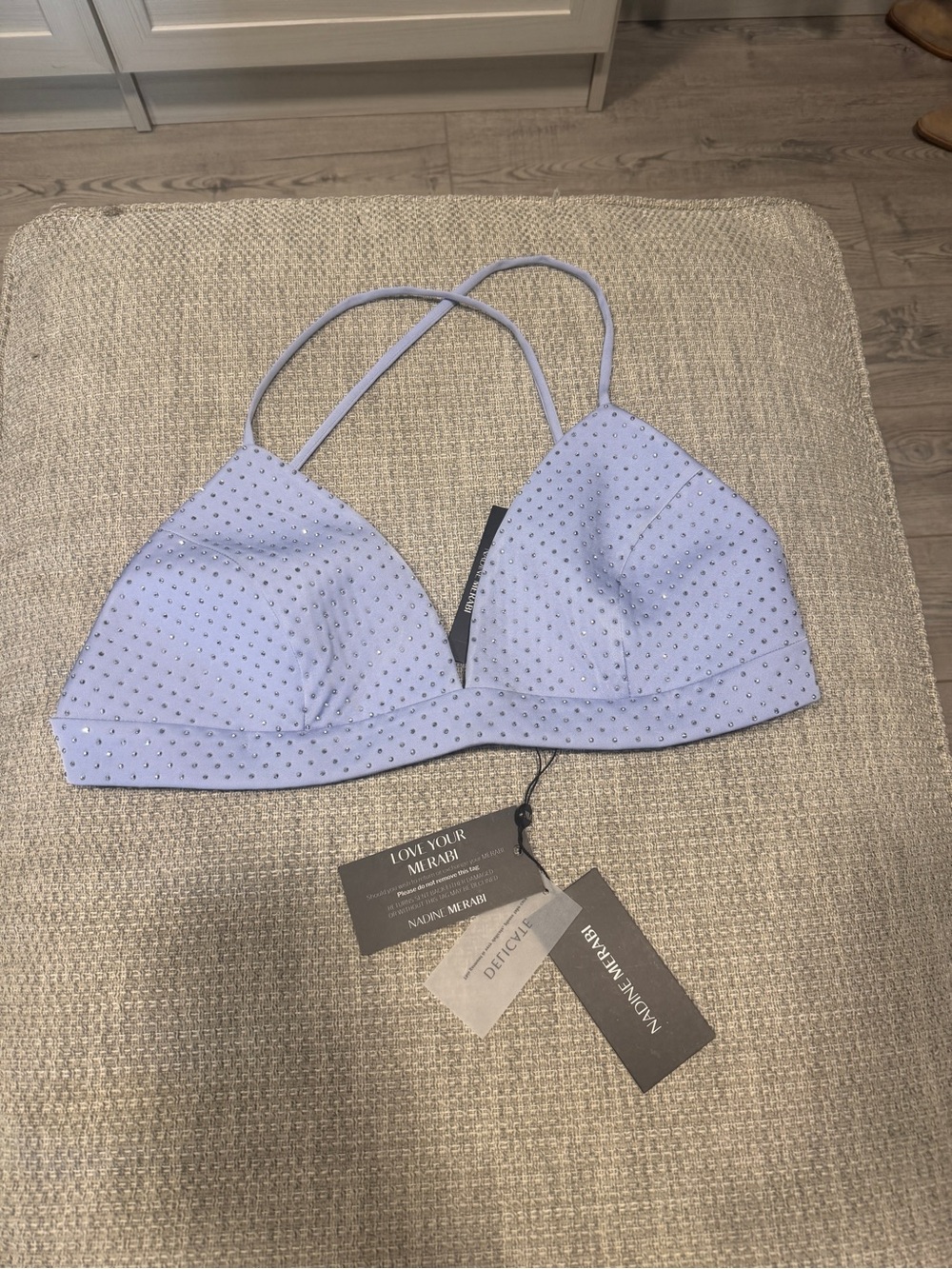 NADINE MERABI Lilac Crystal-Embellished Triangle Bralette